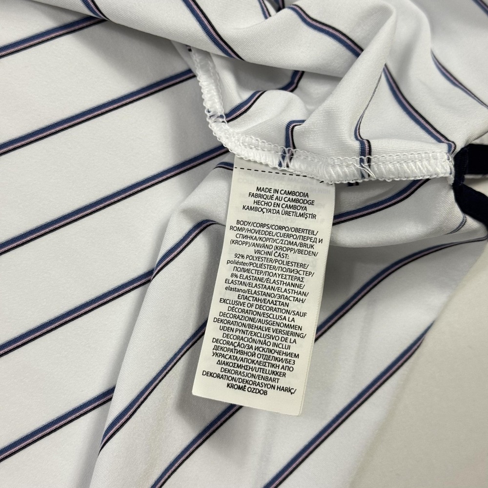 RLX Ralph Lauren Polo Shirt Mens Large White Striped‎ Golf Stretch Performance - Picture 10 of 13